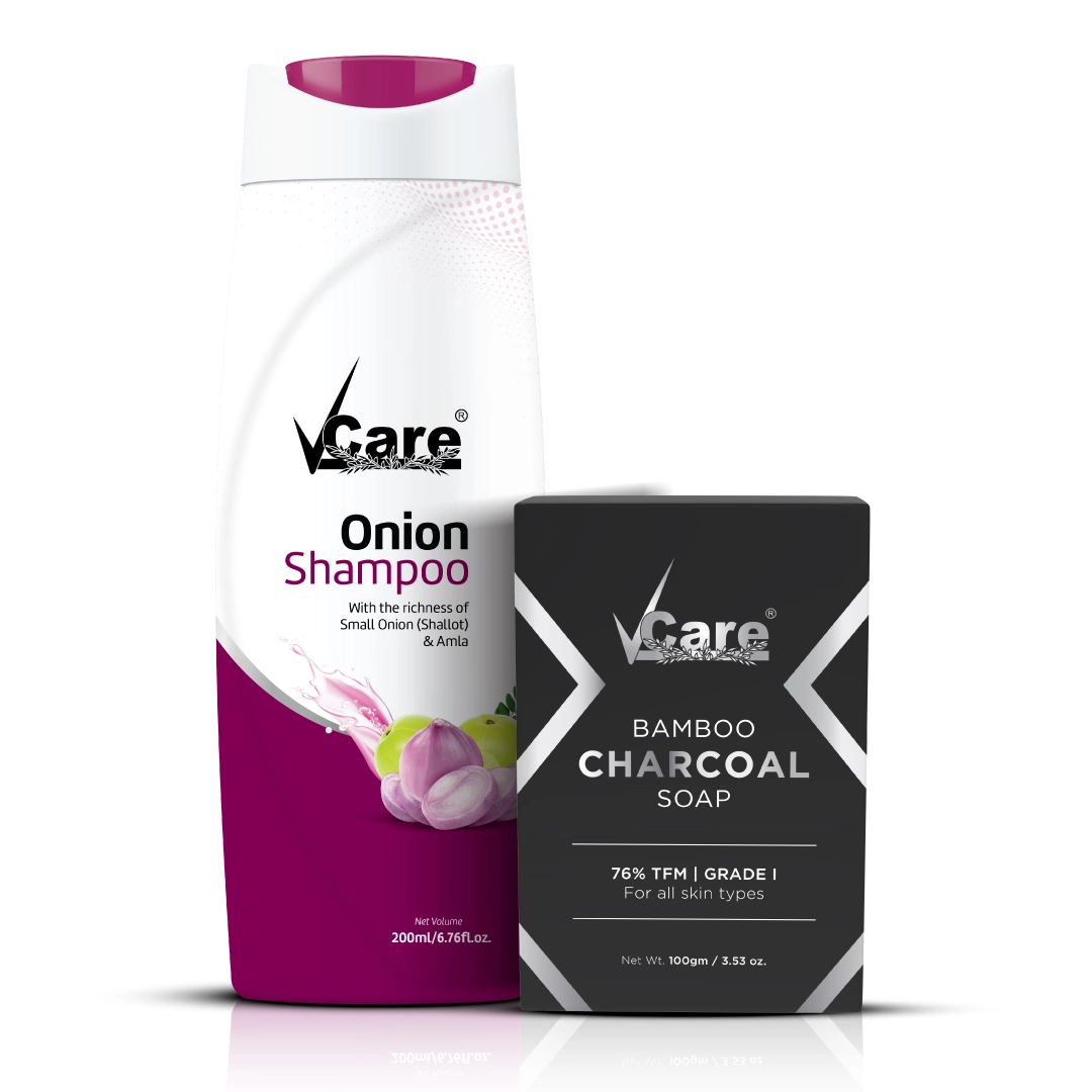Hair Fall Control Combo - Onion Shampoo 200ml (Pack of 3) & Free Bamboo Charcoal Soap 100g