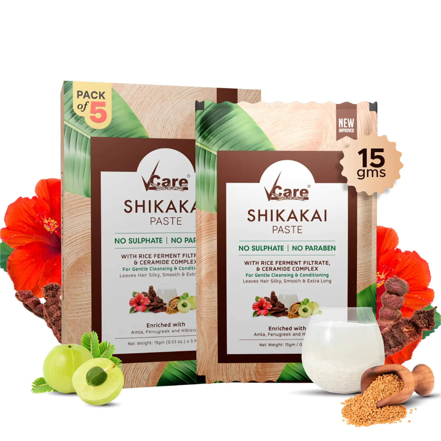 New Improved Shikakai Paste – Gentle Cleansing & Deep Conditioning - 15g | pack of 5