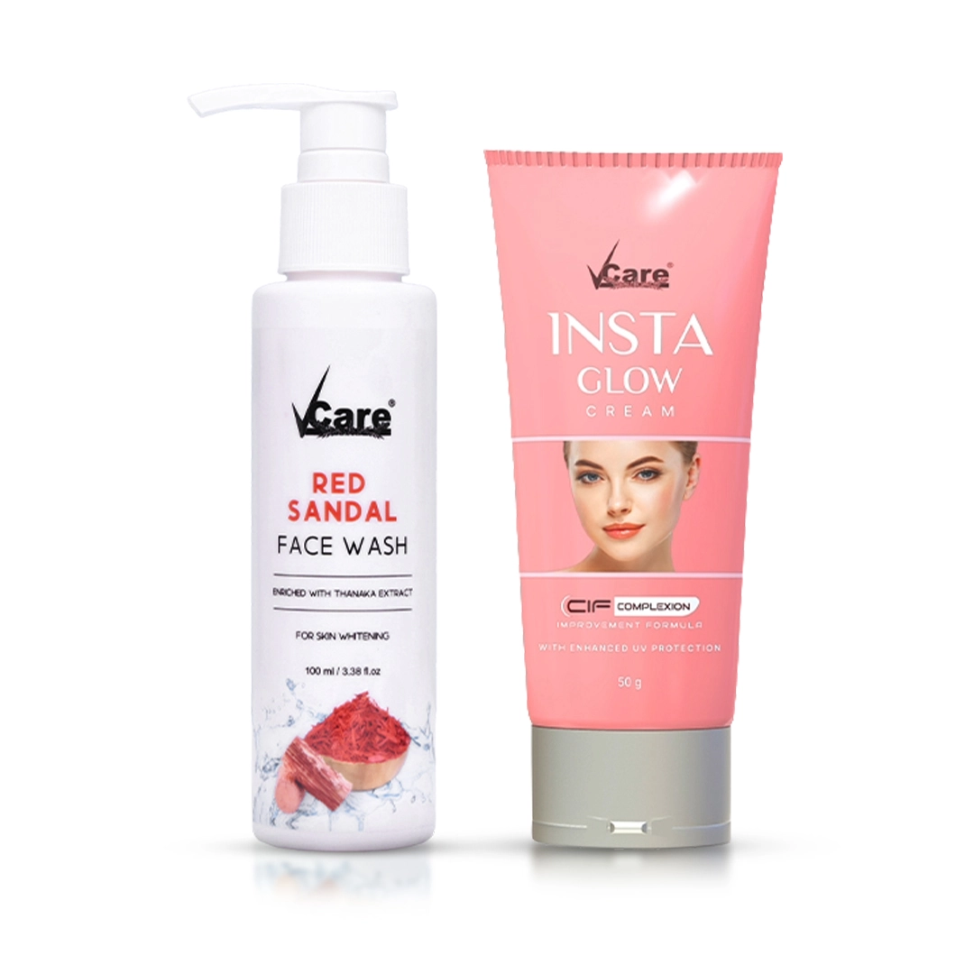 Skin Brightening Combo - Red Sandal Facewash 100ml (pack of 2) & Insta Glow Cream 50g (pack of 1)