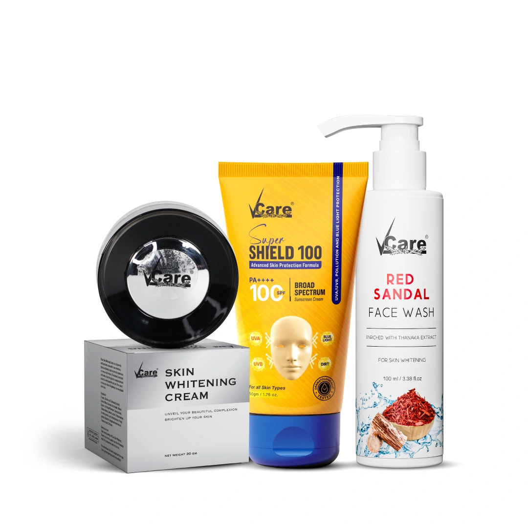 Skin Whitening Cream - 20g Combo with Super Shield 100 - 50g & Red Sandal Face Wash - 100ml