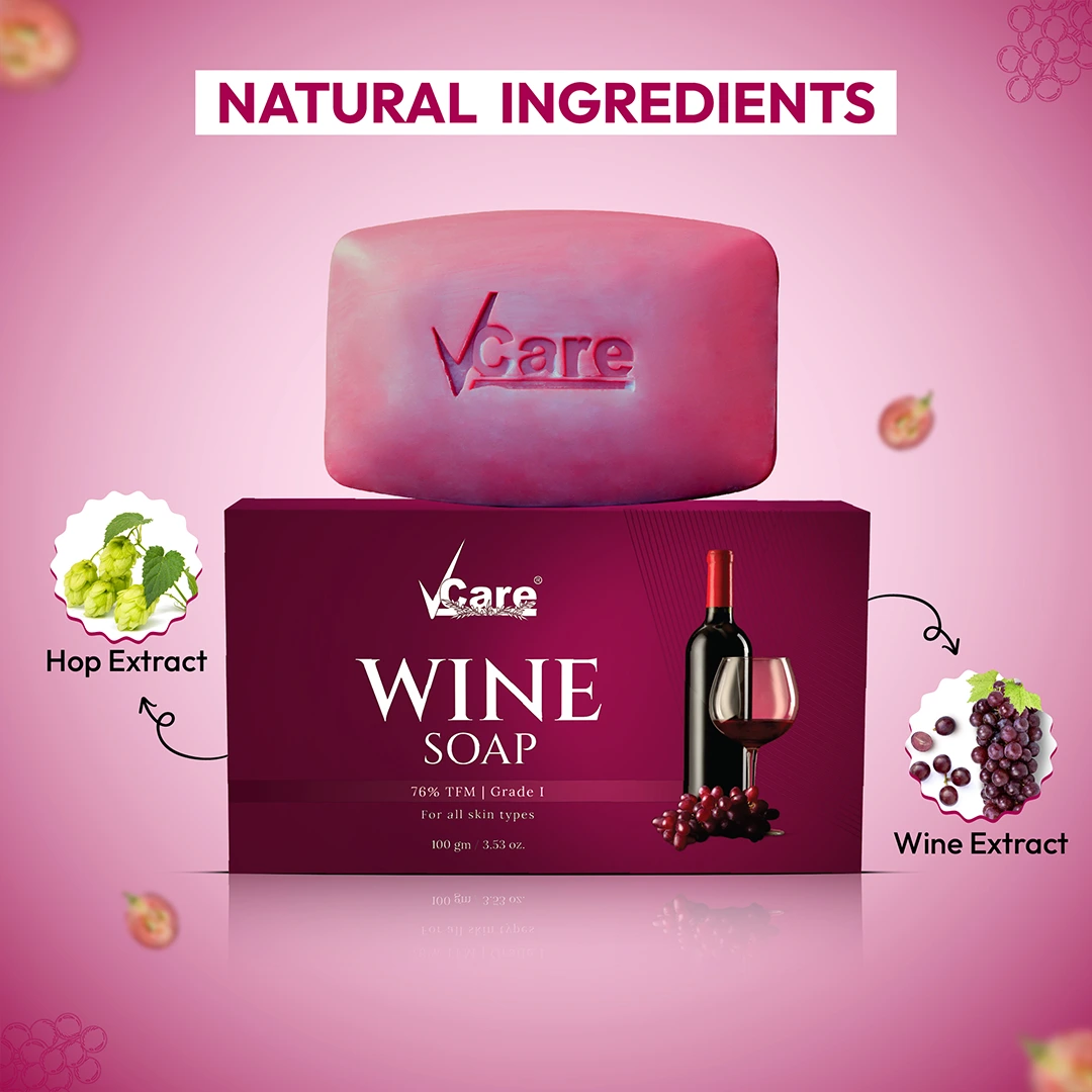 VCare Red Wine Soap – Antioxidant-Rich Luxury – Pack of 1